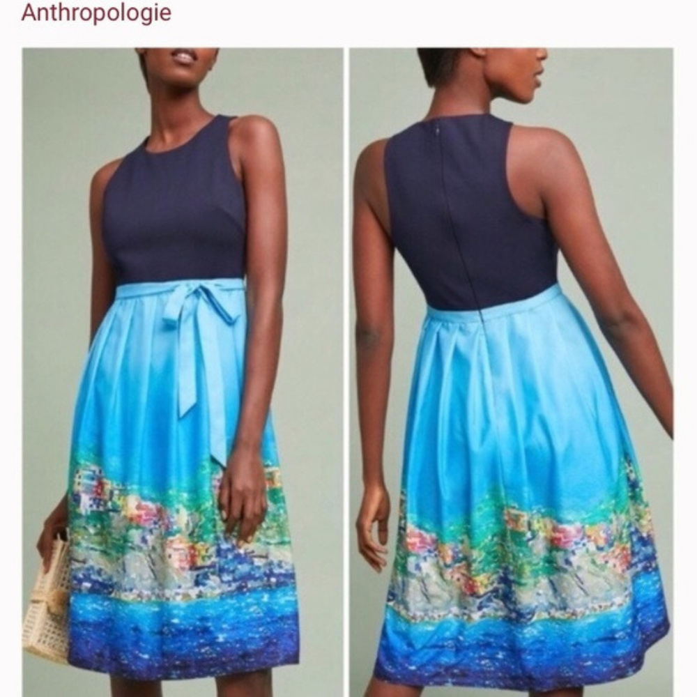 Anthropologie Positano Midi Navy Dress by Hutch